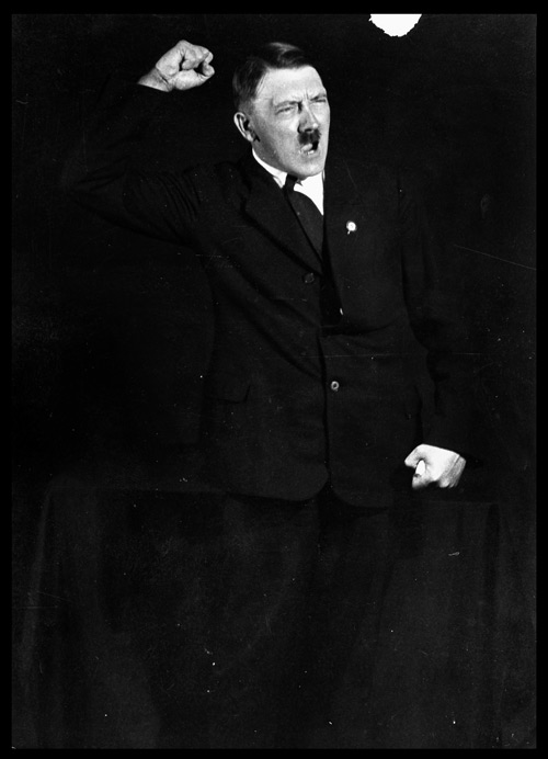 Hitler practices his speech